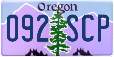 OR license plate 092SCP