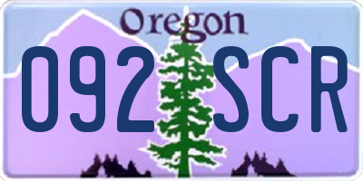 OR license plate 092SCR