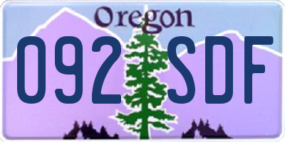 OR license plate 092SDF