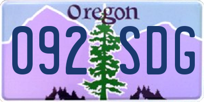 OR license plate 092SDG