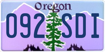 OR license plate 092SDI