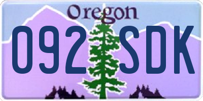 OR license plate 092SDK