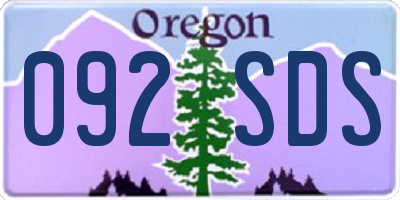OR license plate 092SDS
