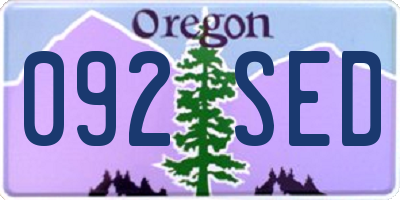 OR license plate 092SED