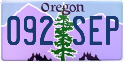 OR license plate 092SEP