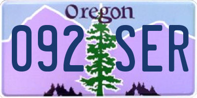 OR license plate 092SER