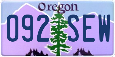 OR license plate 092SEW