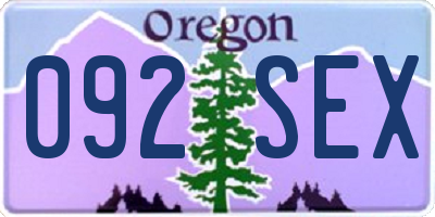 OR license plate 092SEX