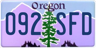 OR license plate 092SFD