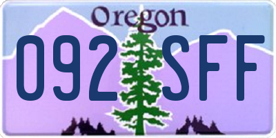 OR license plate 092SFF