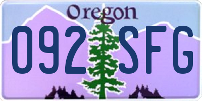 OR license plate 092SFG