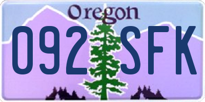 OR license plate 092SFK