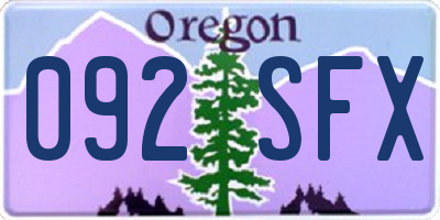 OR license plate 092SFX