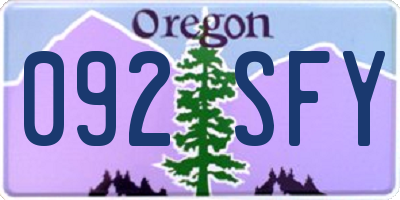 OR license plate 092SFY