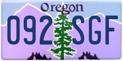 OR license plate 092SGF