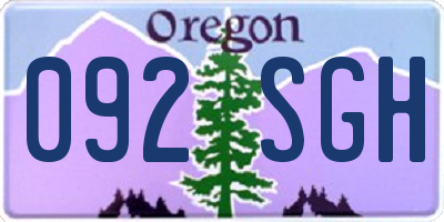 OR license plate 092SGH