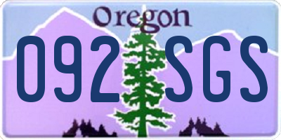 OR license plate 092SGS