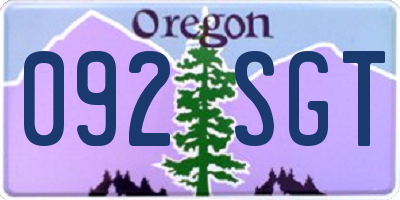 OR license plate 092SGT