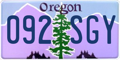 OR license plate 092SGY