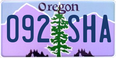 OR license plate 092SHA