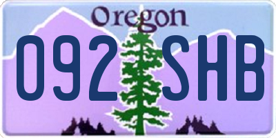 OR license plate 092SHB