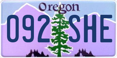OR license plate 092SHE