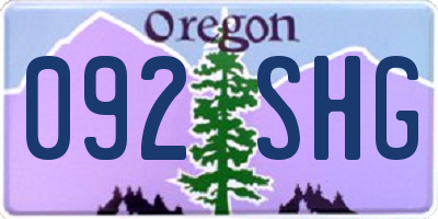 OR license plate 092SHG