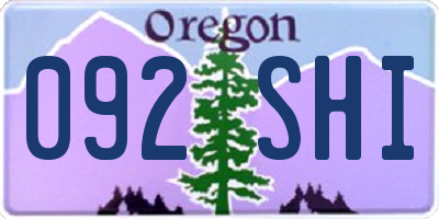 OR license plate 092SHI