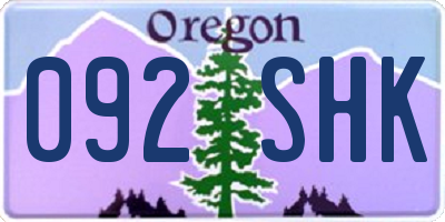 OR license plate 092SHK