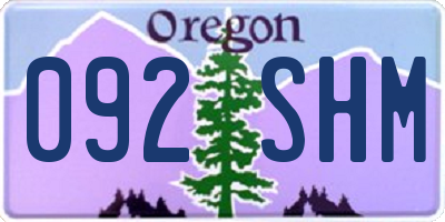 OR license plate 092SHM