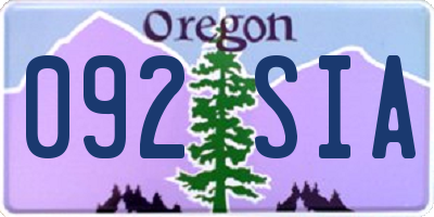 OR license plate 092SIA