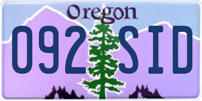 OR license plate 092SID