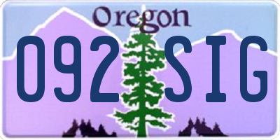 OR license plate 092SIG