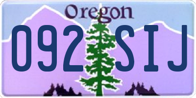 OR license plate 092SIJ