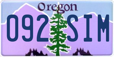 OR license plate 092SIM