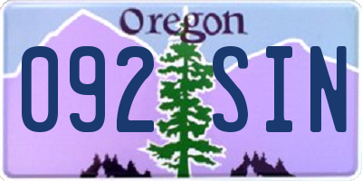OR license plate 092SIN