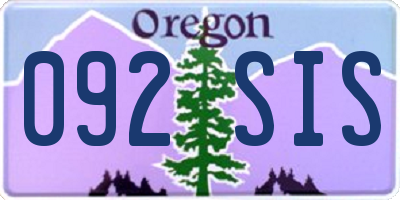 OR license plate 092SIS