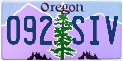 OR license plate 092SIV