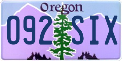 OR license plate 092SIX