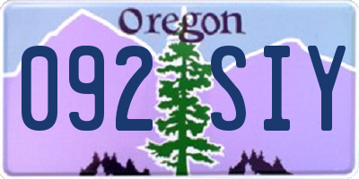 OR license plate 092SIY