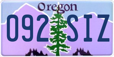 OR license plate 092SIZ