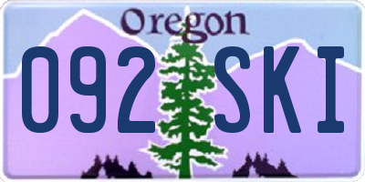 OR license plate 092SKI