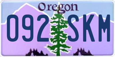 OR license plate 092SKM