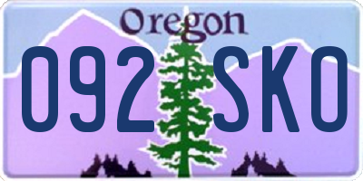 OR license plate 092SKO