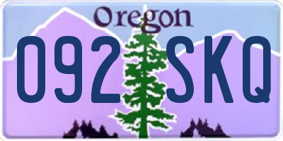 OR license plate 092SKQ