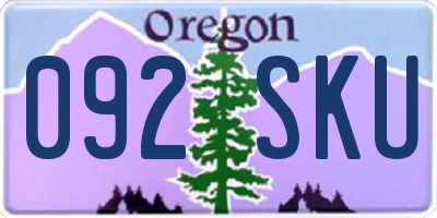 OR license plate 092SKU