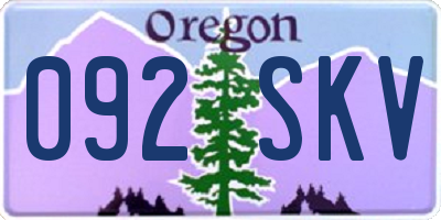 OR license plate 092SKV