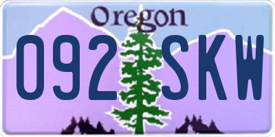 OR license plate 092SKW