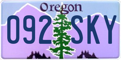 OR license plate 092SKY