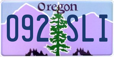 OR license plate 092SLI